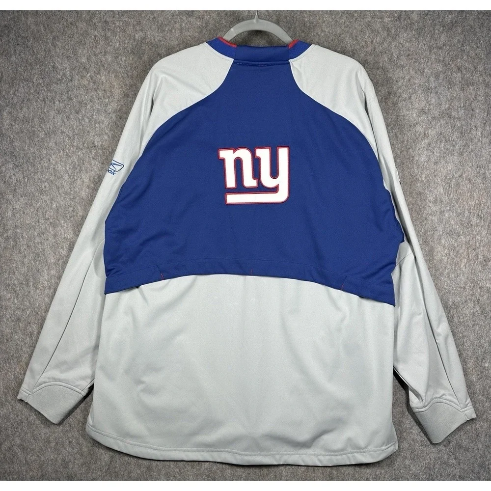 Y2K Reebok New York Giants On Field‎ Pullover Jacket Mens XL Gray NFL